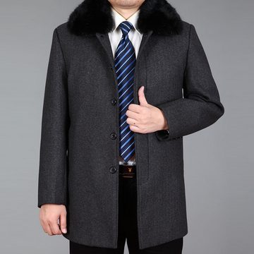 2015新款羊绒大衣男士 商务休闲中长款羊毛风衣毛呢大衣休闲大码