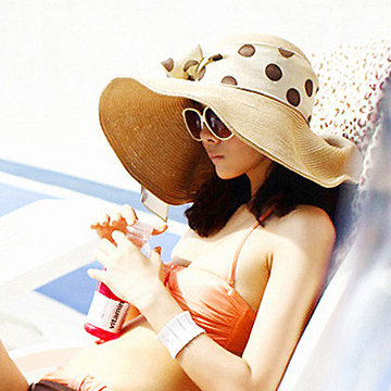 帽子女士遮阳帽春夏天韩版防紫外线大沿沙滩防晒太阳帽可折叠凉帽
