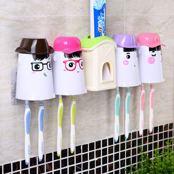 漱口杯儿童自动挤牙膏器  爱情公寓勇士洗漱套装牙刷 架杯子包邮