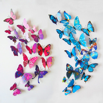 【买2送1】3D立体蝴蝶墙贴创意儿童房装饰品幼儿园教室布置冰箱贴