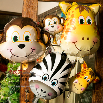 儿童节装饰幼儿园布置派对气球生日猴子气球动物兽头铝箔气球