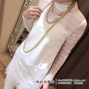 2016时尚韩国韩系白色直筒蕾丝连衣裙中长款显瘦中裙修身打底裙潮
