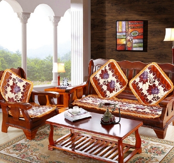 红木沙发垫冬实木质沙发椅子坐垫加厚防滑拉舍尔婚庆中式家具坐垫