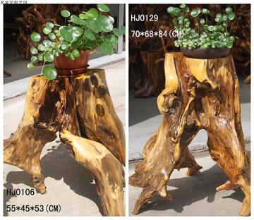 香榧木整体根雕花架 天然树根根艺客厅仿古摆件 田园花盆架HJ0106