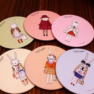 fifi lapin甜美兔小姐创意化妆镜韩国可爱便携小镜子圆形美容镜