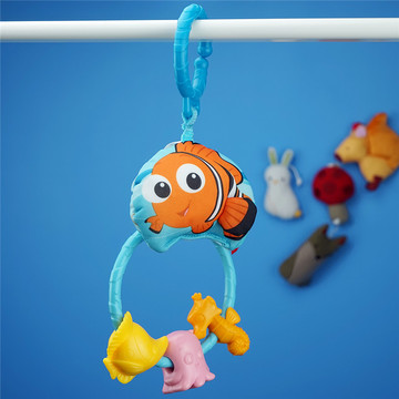 婴儿宝宝牙胶玩具 海底总动员小丑鱼带BB器磨牙棒床挂可入口玩具