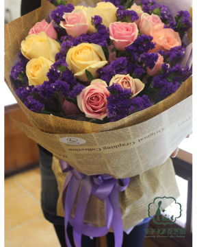 宁波杭州同城速度鲜花玫瑰21朵台湾玫瑰精美花束 女朋友 生日