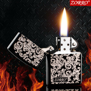 香港正品 zorro佐罗煤油打火机 3D黑冰唐草限量超薄 创意防风火机
