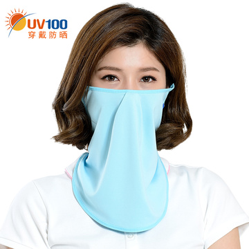 台湾UV100户外骑行透气防尘面罩女夏季防紫外线护颈防晒口罩71345