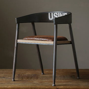 美式loft铁艺简约咖啡椅实木做旧吧台椅办公椅会议椅家用椅子餐椅