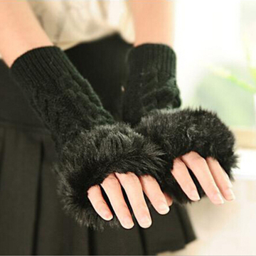 2015男女士冬季韩版麻花款半指毛线保暖加厚针织手套