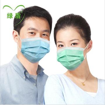 绿盾防护工业无纺布一次性口罩专业透气防尘PM2.5口罩 成人5片装