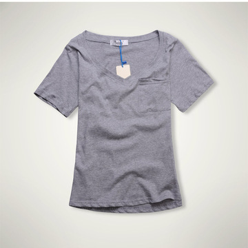 如熙2015夏季新品 棉质 纯色 休闲 百搭 V领 短袖 T恤