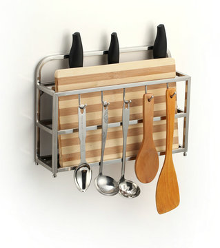 304不锈钢厨房多功能置物架 厨房挂件 菜板砧板架 案板架刀架挂钩