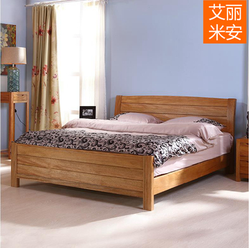 全实木床1.8米1.5双人床1.2米 金丝柚木现代简约中式美式储物大床