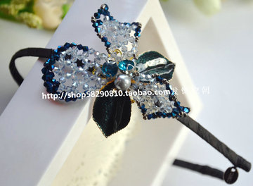 韩国进口水晶串珠花朵发箍大方时尚发饰头花