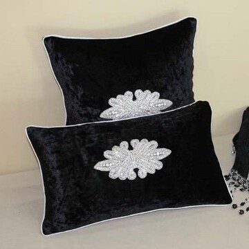 欧式奢华精密绒手工镶钻装饰抱枕 沙发高档靠垫 现代床头靠枕定做