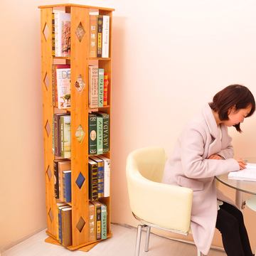 竹庭书架置物架楠竹实木现代简约旋转书架简易书架落地书架书柜