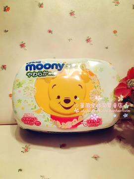 日本代购原装moony尤妮佳婴儿湿巾柔湿巾 湿纸巾盒装80枚绿色薄款
