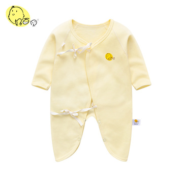 好百贝新生儿衣服0-3个月纯棉春秋宝宝蝴蝶哈衣和尚服婴儿连体衣