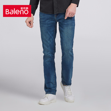 Baleno/班尼路 秋季新款低腰彩底牛仔裤男 青少年简约裤子修身