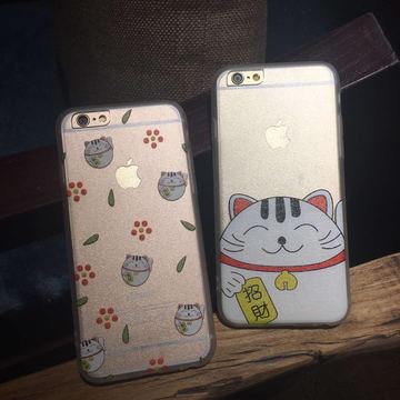 可爱卡通招财猫苹果6plus保护套 iPhone6s手机壳全包防摔手机套壳