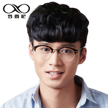 复古半框眼镜韩国女士板材半框近视眼镜男圆框眼镜框 圆形眼镜架