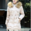 2015冬季新款女装韩版时尚大毛领连帽带拉链可拆收腰中长修身外套