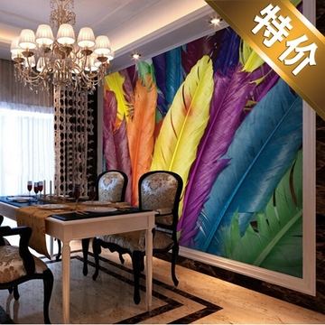 大型壁画个性3d欧式墙纸床头餐厅卧室客厅电视背景墙壁纸自粘羽毛