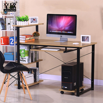 辛欣电脑桌台式简约钢木办公桌简易书桌环保创意简易电脑桌带书架