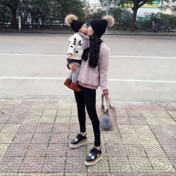 宝宝帽子秋冬季1-2-4岁韩版男女儿童毛线帽婴儿帽子6-12个月亲子