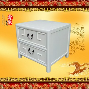 特价新中式实木白色床头柜老榆木象牙白小柜现代简约实木仿古家具