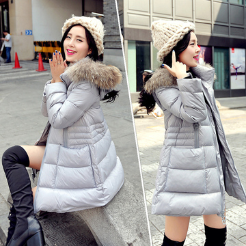 2015新款韩版女士冬装休闲宽松轻薄羽绒棉服加厚精品中长款外套潮