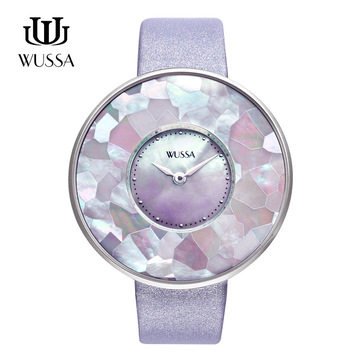 包邮WUSSA 5折 韩版超薄女表母贝 女款大表盘女表 时尚女装手表