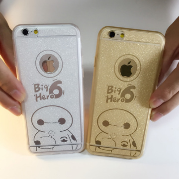 大白iphone6超薄手机壳4.7全包plus软壳闪粉苹果5S硅胶保护套潮女