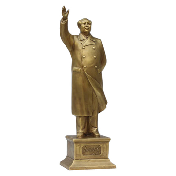 毛主席铜像 毛泽东全身站像 挥手雕塑摆件 开光大气  纯铜43厘米