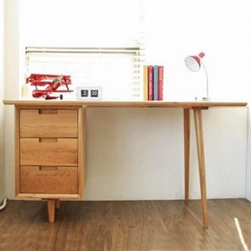 现代日式家用实木简约组装书桌电脑桌写字桌写字台学习桌办公桌子