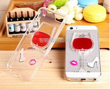 iPhone6/6plus红酒杯鸡尾酒5/5S保护壳啤酒杯带支架透明手机壳TPU