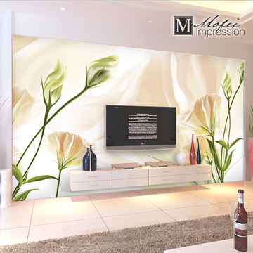 无缝大型壁画 3d客厅沙发电视背景墙纸玄关墙布 现代百合花壁纸