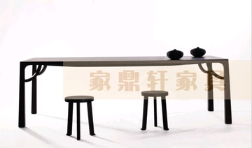 禅意系列新中式东南亚2.4米大号澄案老榆木家具现代中式实木餐桌