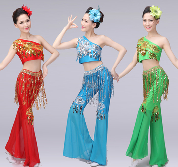 2016新款特价傣族舞蹈演出服装孔雀舞蹈服装女傣族裙子表演服饰鱼