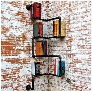 工业复古水管置物架个性创意咖啡厅艺术创意墙壁装饰书架