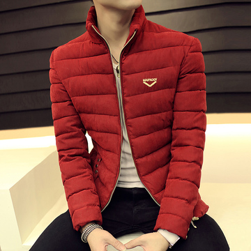 男士时尚立领棉衣冬装新款休闲保暖韩版青年修身棉服外套