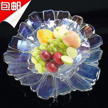 包邮 果盘创意水果盘玻璃水晶欧式大号糖果盘干果盘果斗家居摆件