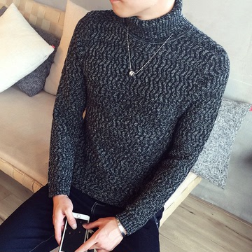 歌米诺 2016秋冬新款韩版青年高领纯色毛衣潮流时尚男装