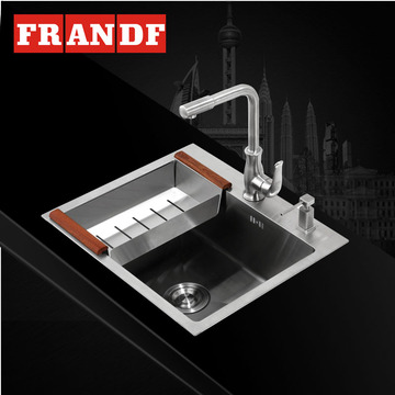 弗兰多 4MM加厚水槽单槽套餐厨房洗菜盆304不锈钢手工水槽洗碗池