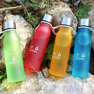 水杯塑料磨砂户外便携水壶 防漏带盖运动夏季车载旅行学生水瓶