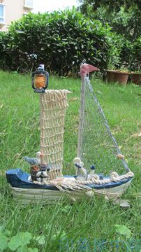 80后最爱地中海风格家居饰品地中海经典蓝白色帆船工艺船摆饰特卖