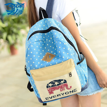 猫王新款韩版潮书包双肩包背包运动旅行包男士女中学生帆布休闲包