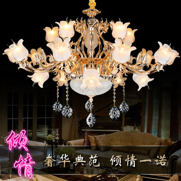 欧式led吊灯锌合金蜡烛水晶灯客厅灯具美式卧室现代别墅复式灯饰